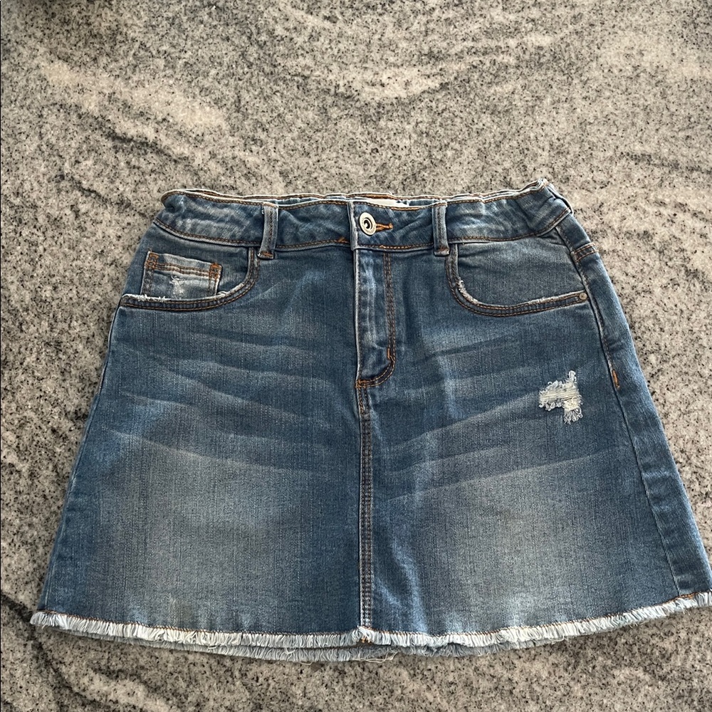 Zara Blue Distressed Denim Skirt Girls 11/12